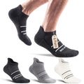 Running Socks Men Size 10-13 Ankle Height with Heel Tab for Athletic - color: 2 White, 2 Black, 2 Grey, size: Large
