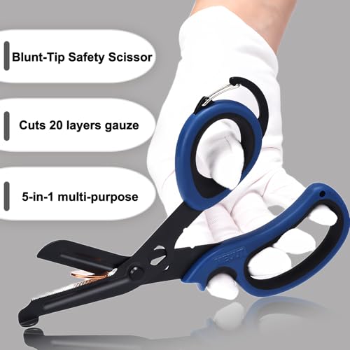 MEUUT Trauma Shears with Carabiner 7.5 Inch 2-Pack Medical Scissors - color: Navy/Black+navy/Black