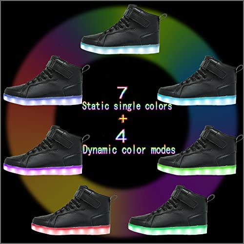 Hot Dingding Light Up Sneakers High Top LED Flashing Shoes, USB Rechargeable Glowing Luminous Shoes for Men Women Teens Halloween Party - color: Black, size: 5 Women/4 Men