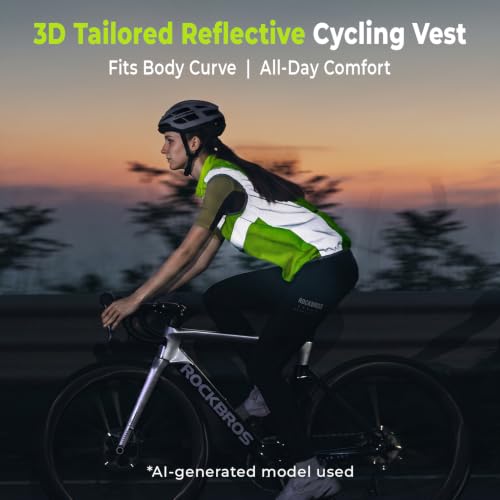 ROCKBROS Reflective Cycling Vest Breathable High Visibility Lightweight - size: XX-Large
