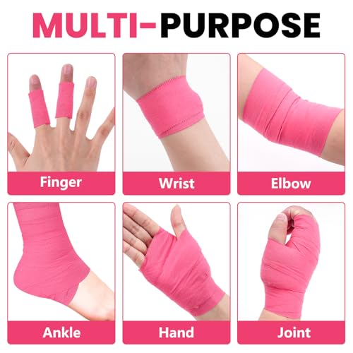 NUITPY 8 Rolls Athletic Tape, Pink Sports Tape, Easy Tear Wrist Tape - color: Pink-8 Rolls