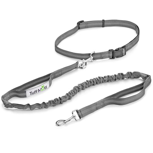 Tuff Mutt Waist Hands Free Dog Leash for Walking Running Hiking - color: Gray