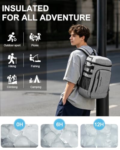 Capolo Cooler Backpack Insulated Leak Proof for Women Men Soft Cooler Bag - color: Grey, size: 45 Cans