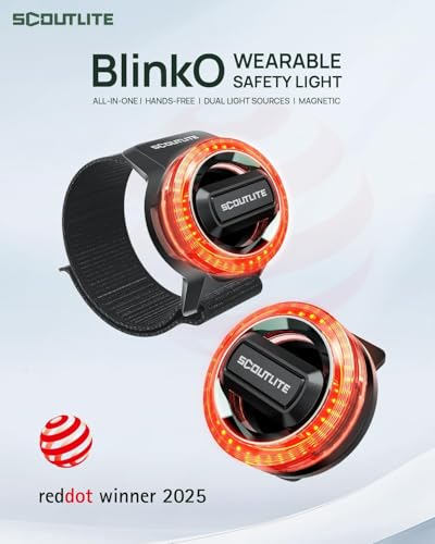BlinkO Set 5 in 1, Wearable Outdoor Safety Light with Magnetic Clip, Wristband, Necklace and Keyring, Hands-Free EDC Flashlight, Clip-on Safety Light for Running, Hiking, Cycling, Dog Walking at Night