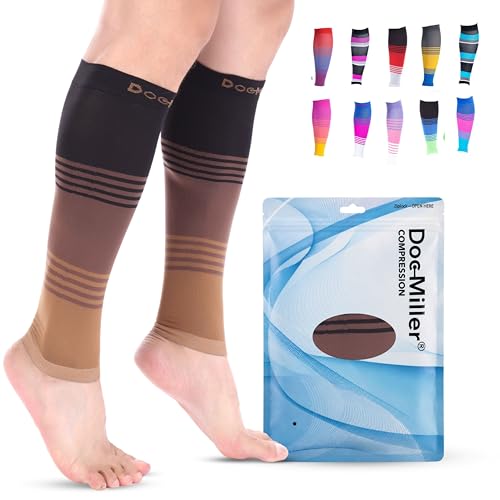 Doc Miller Calf Compression Sleeve 20-30 mmHg for Men & Women, 1 Pair - color: Black.Brown.Tan, size: Small