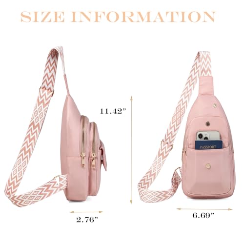 AOSTIHOT Crossbody Sling Bag Small Sling Backpack for Women, Chest Daypack Crossbody Shoulder for Travel Sport Running Hiking - color: M Pink