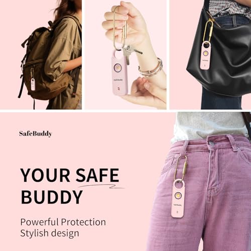 Personal Alarm for Women, Men, Kids, Elderly, Self Defense - Designed by Women 140DB Extra Speakers Alarm with Strobe Light, Rechargeable, Safety Alarms and Premium Keychain (Pale Pink) - color: Pink