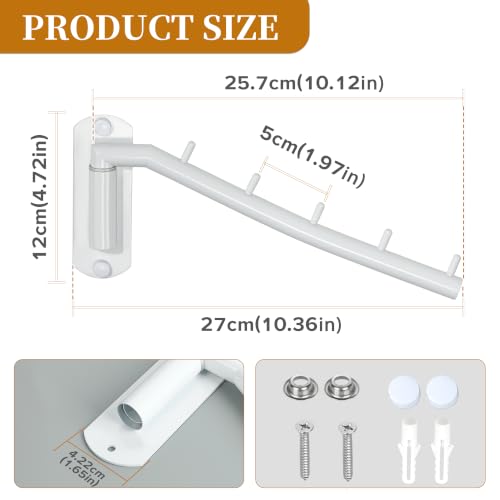 Alise Swing Clothes Hanger Rack,Swivel Garment Hanger Wall Mount,White,1P - color: White, size: 1005 (1 Pack)