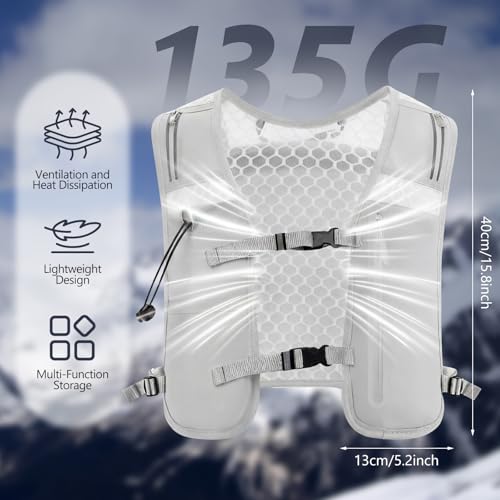 2 Pcs Running Vest for Women Men, Reflective Running Vest with Adjustable Waistband & Phone Pocket, Outdoor Pack Lightweight Breathable Backpack for Marathon Hiking - color: Black, Gray
