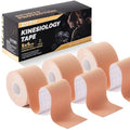 Kinesiology Tape (3 Rolls) - Acrylic Adhesive Muscle Tape - Waterproof, Breathable, Hypoallergenic for Muscle Support & Injury Recovery - Sports Tape, Athletic Tape (Beige) - color: Beige