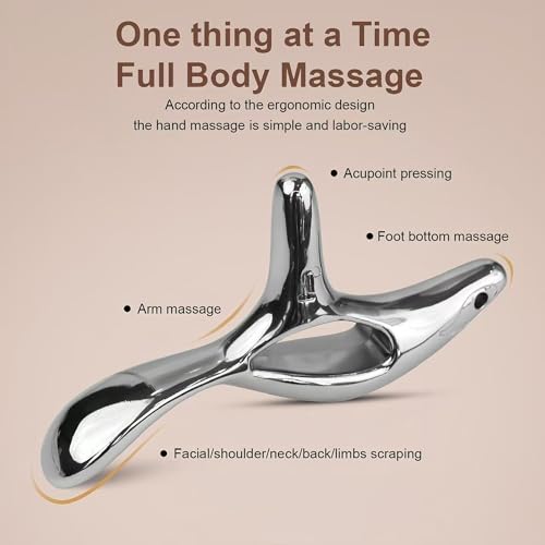Ergonomic Deep Tissue Massage Tool, Metal Trigger Point Gua Sha Scraper for Full Body Myofascial Release, FSA Eligible Acupressure Thumb Saver Tool for Neck, Back & Muscle Knot Relief