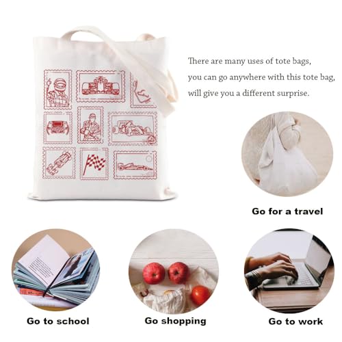 KUIYAI Motorsport Race Stamp Tote Bag Sunday Racing Day Canvas Bag Kart Competition Speed Track Day Gift Checkered Flag Gift