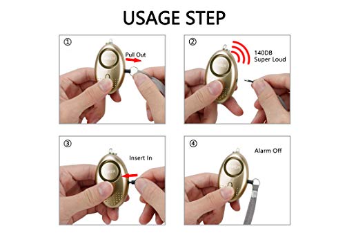 Personal Alarm for Women, 10Pcs 140dB Self Defense Keychain LED Light - color: Colorful