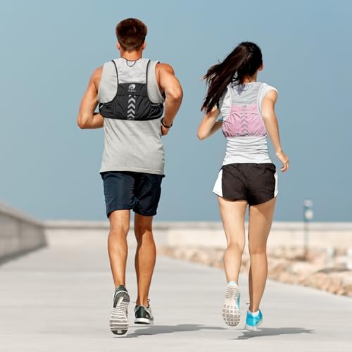 Hydration Running Vest with 2pcs 500ml/17oz Water Bottles, M/L - color: Pink, size: M: 27.6" - 43.3"