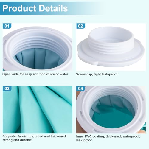 Ice Bags for Injuries, Thickened Ice Packs for Injuries Reusable, Hot & Cold Therapy for Pain Relief, Sports Injuries, No-Leak Cold Packs, 3 Size (6" 9" 11") (Set with Wrap) - size: Set with Wrap (6", 9", 11")