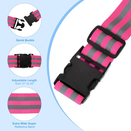 PATIKIL Adjustable Reflective Running Belt, Glow Pt Belt Sash for Cycling Walking - color: Pink, size: 1.9 Inch