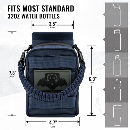 NATURE PIONEOR 32 64 128oz Tactical Water Bottle Pouch, MOLLE Bottle Holder - color: Deep Blue, size: 32OZ