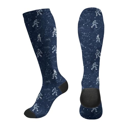 FREEHOTU Compression Knee High Socks for Women/Men Circulation 15-20 Mmhg - color: Galaxy Bigfoots