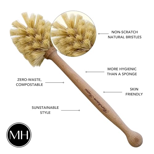 Murchison-Hume Natural Bottle Brush - Eco-Friendly & Biodegradable Bottle Brush with Beechwood Handle and Sisal Bristles, Bamboo Dish Brush for Baby Bottles, Glassware, and More