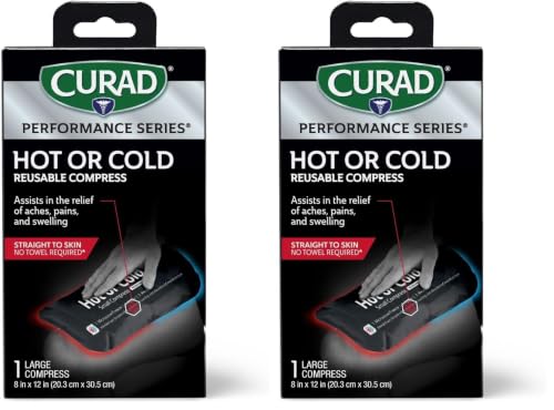 Curad Ironman Hot or Cold Reusable Compress, Reusable Ice Pack for Injuries, Large Compress is 8 in x 12 in, 1 Count (Pack of 2) - size: 1 Count (Pack of 2)