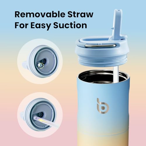 BOTTLE BOTTLE Insulated Water Bottle 24oz with Straw Lid and Handle Sports - color: Blue yellow pink