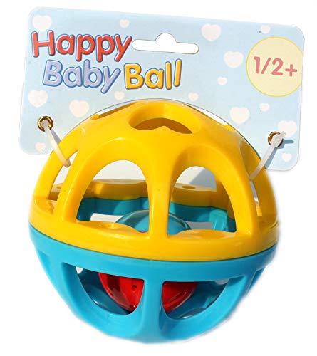 Baby Rattle Balls, Easy Grasp Sensory Toys for 3-6 Months - color: Blue Yellow Rattle