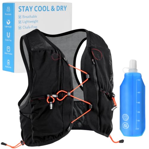 Running Vest for Women Men Hydration Vest with 500ml Flask - size: M-L (36-46 in)