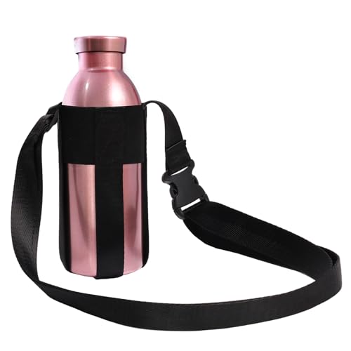 Water Bottle strap,Simple&Adjustable Crossbody strap(Bottle Excluded) - color: Black12-32oz