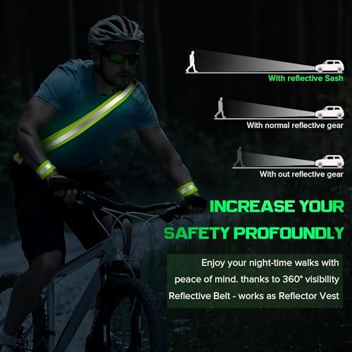 Reflective Sash for Walking at Night High Visibility Nylon with 2 Pcs Reflective Armbands
