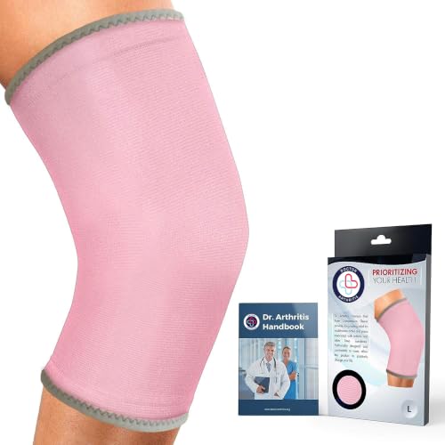 Doctor Developed Knee Brace/Knee Support/Knee Compression Sleeve & Handbook - Relief For Arthritis, Tendonitis, Injury (Pink, L) - color: Pink
