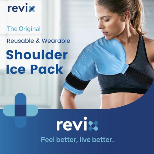 REVIX Shoulder Ice Pack Wrap for Rotator Cuff, Reusable Gel Cold Pack - size: Standard, style: Blue