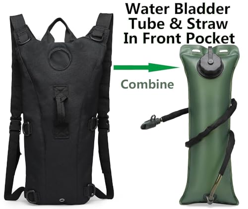 Tactical Water Hydration Pack Military 3L Water Bladder Carrier Backpack Leakproof for Running Jogging Cycling Hiking - color: Brown Tan