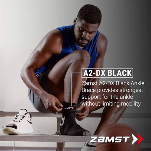 Zamst A2-DX Sports Ankle Brace with Protective Guards For High Ankle Sprains and Chronic Ankle Instability-for Basketball, Volleyball, Lacrosse, Football-Black, Right Small - size: Small, style: Black - Right