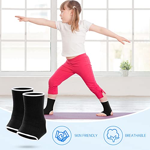 Haysandy 4 Pcs Kids Ankle Brace Support, Black, Dark Blue, 10-15 Years - color: Black, Dark Blue, size: 10-15 Years