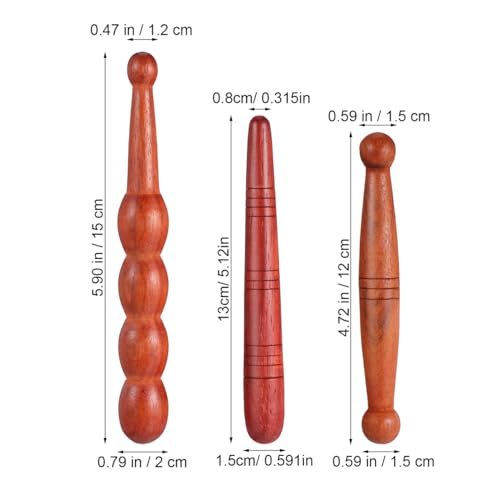 Healifty 3Pcs Wooden Reflexology Sticks Foot Hand Massage Wooden Stick Tools Thai Face Neck Back Waist Massager Trigger Points