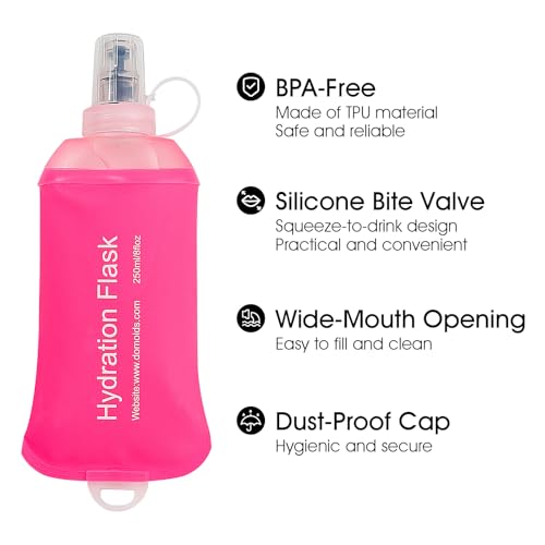 GUYI GYGYL Soft Flask, Collapsible Water Bottle for Sports, 250ml Pink - color: 250ml Pink
