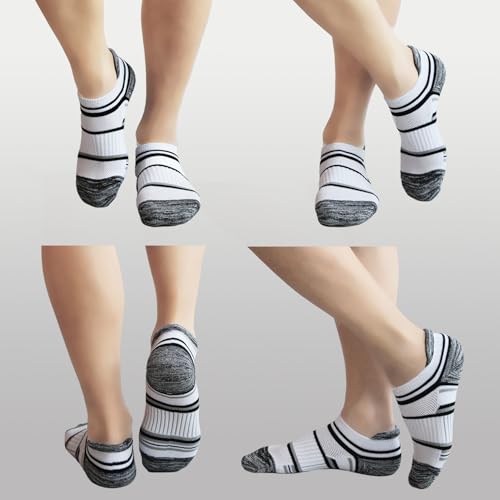 BIOAUM Women's Cotton Athletic Ankle Socks, Cushioned for Running, 6 Pairs - color: Black 5 Pairs, size: 8-10