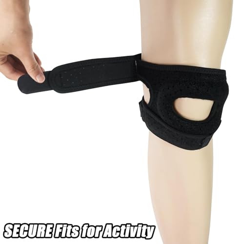Luwint Patellar Tendon Support Strap with Gel Pad, Adjustable Knee Brace for Men and Women Knee Pain Relief, Arthritis, Sports (Black) - color: Black
