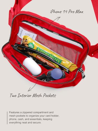 ODODOS Unisex Mini Belt Bag with Adjustable Strap Small Fanny Pack for Workout Running Traveling Hiking, Red - color: Red