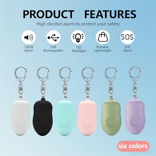 Personal Safety Alarm for Women,2Pack 130dB Self Defense Keychain - color: Black+Blue