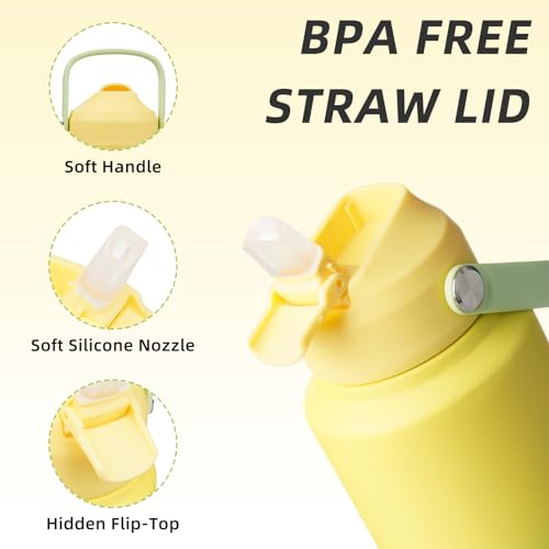 BJPKPK 40oz Insulated Water Bottle, Stainless Steel Bottle with Straw Lid - color: Fresh Green, size: 40 Ounces