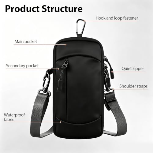 Waterproof Cell Phone Crossbody Bag with Arm Band, Removable Shoulder Strap Phone Holder Pouch for iPhone Android Up to 7'', for Running Hiking Travel Workout
