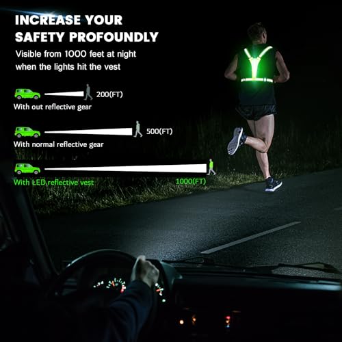 Fokia Kunbio LED Reflective Running Vest Gear,Light Up Vest Runners Night Walking USB Rechargeable,Up to 11hrs Light with Adjustable Waist/Shoulder for Women Men Kids - color: Colorful lights
