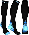 Physix Gear Compression Socks 20-30 mmHg - Men & Women - Running, Nurses, Shin Splints, Flight, Travel - color: Black/Blue, size: Large/X-Large