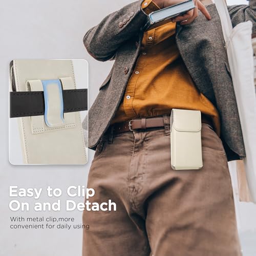 for Phone Pouch Holster Belt Case, Premium Leather Pouch with Belt Clip Phone Holster Belt Case (White, X-Large) - color: White, size: X-Large