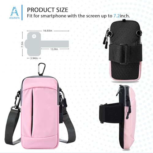 Phone Holder Arm Bands for Running Armband Small Crossbody Bags for Women Kids,iPhone 15 14 13 12 11 Pro Max Xs Xr X 6 7 8 Plus SE Mini Galaxy Ultra Edge S24 S23 Note - color: Pink with Crossbody Bag&Hook