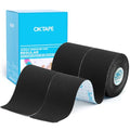 OK TAPE Kinesiology Tape (2 Pack) Latex Free Cotton Uncut 2in x 16.4ft - color: Black, size: 2 Rolls