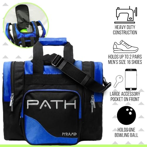 Pyramid Path Pro Deluxe Single Bowling Ball Tote - Holds One Ball, One Pair Shoes Up to Mens 15 - color: Royal Blue
