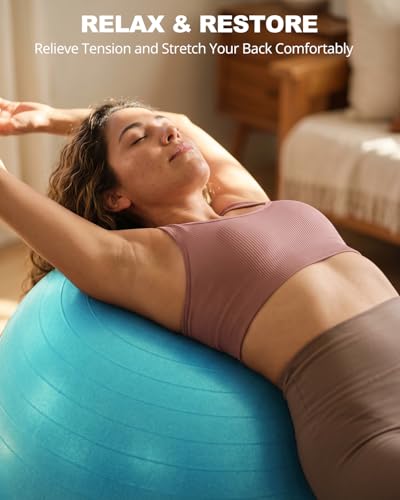 Trideer Yoga Ball for Exercise, Pregnancy, Exercise Ball, Pump Included - color: Turkis, size: M(19-22ines/48-55cm)