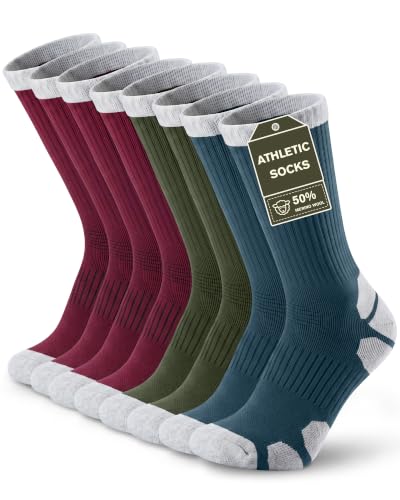 TANSTC Merino Wool Hiking Socks, Moisture Wicking Socks for Men & Women - color: Long-colourful (3 Pairs), size: 4-6